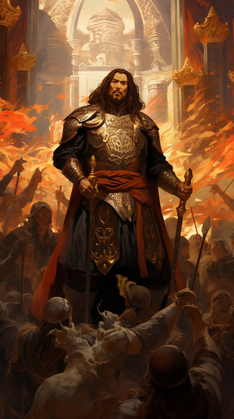 Gengis Khan victorieux sur le champ de bataille