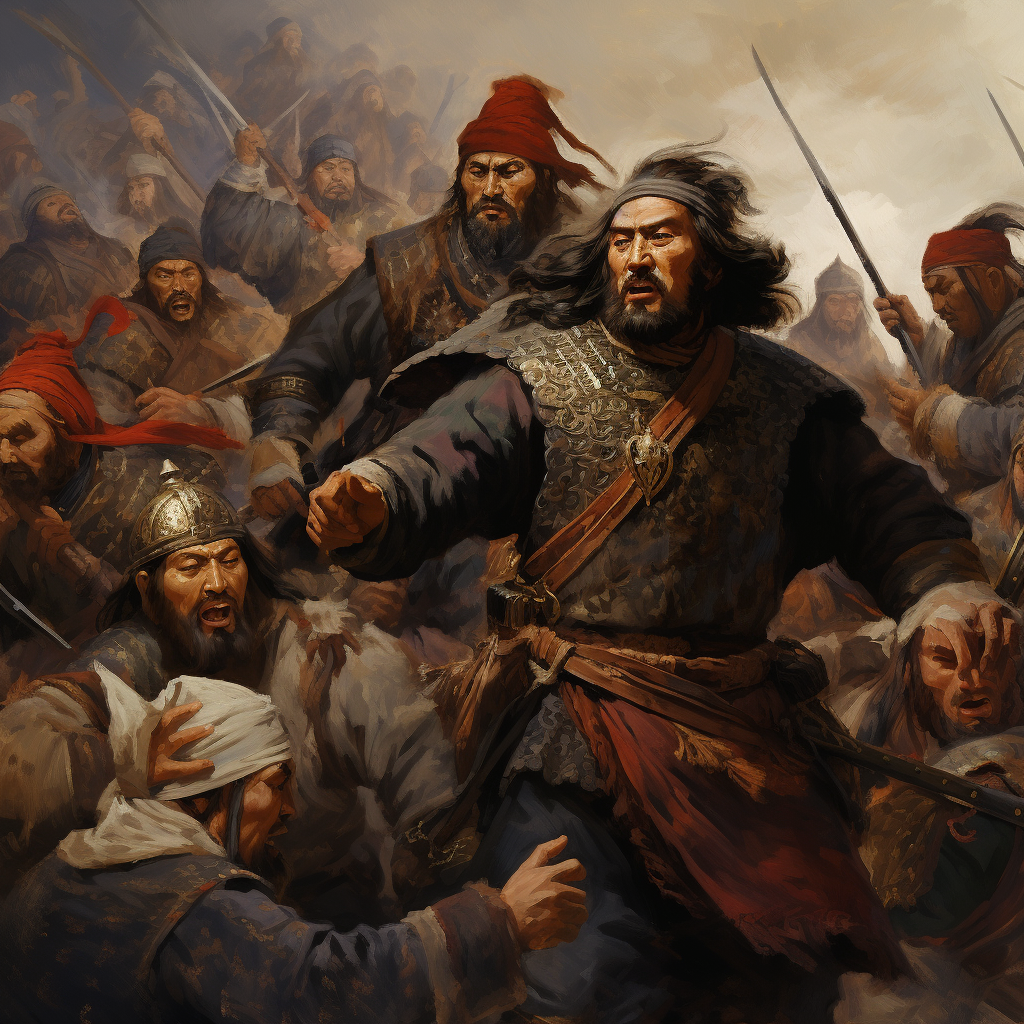 Des guerriers mongoles se battent
