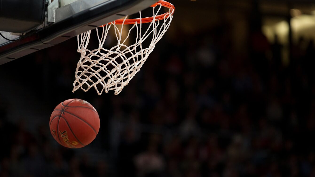 ball under basketball ring